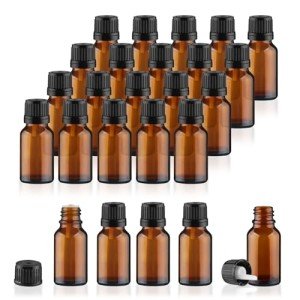 25 Pack 15ml Amber Glass Essential Oil Bottles