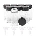8 Pack Transparent Glass Vials with Funnels 20ml