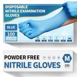 Medguy Medical Nitrile Exam Gloves, Powder-Free Latex-Free Non-Sterile Food-Grade 4.2 Mil Disposable Glove, Blue 100 Pcs (Medium)