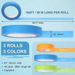 Glenmal 3 Rolls Colorful Labeling Tapes, 164ft