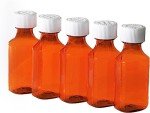 Amber 4 oz Child Resistant Medicine Bottles - 5 Pack