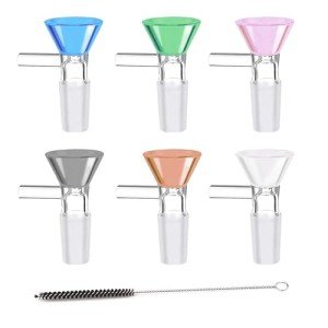 Colorful 6-Pack Glass Funnels with Handle