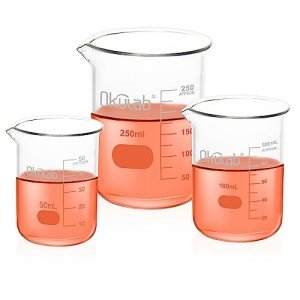 Okulab Graduated Glass Beaker Set, 50-250mL