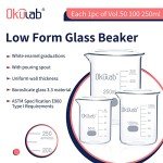 Okulab Graduated Glass Beaker Set, 50-250mL