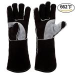 Heat Resistant Welding Gloves - 16" Black Leather
