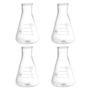 PATIKIL 50ml Graduated Erlenmeyer Flask Set, 4 Pcs