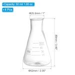 PATIKIL 50ml Graduated Erlenmeyer Flask Set, 4 Pcs