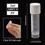 100 Pack 2 ml Plastic Cryogenic Vials