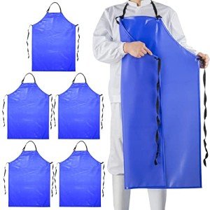 Blue Chemical Resistant Vinyl Aprons - 5 Pack