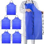 Blue Chemical Resistant Vinyl Aprons - 5 Pack