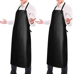 2 Pack Heavy Duty Waterproof Rubber Aprons - Black