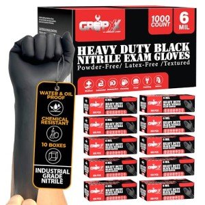 London Labs Heavy Duty Black Nitrile Exam Gloves