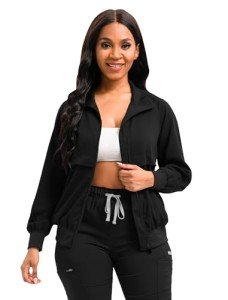 Women's Long Sleeve Zip Front Scrub Jackets