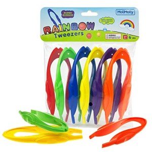 Colorful Plastic Rainbow Tweezers for Kids