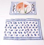 Cotton Placemats & Napkins Set - Block Print