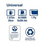 Tork Universal White Paper Towel Roll, 6 Rolls