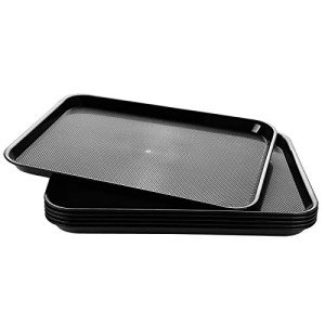 Rectangular Plastic Serving Trays Set of 6, Black