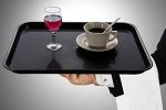 Rectangular Plastic Serving Trays Set of 6, Black