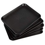 Rectangular Plastic Serving Trays Set of 6, Black