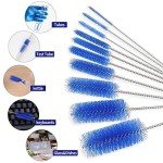 Navy Blue Bottle Cleaning Brush Set - 10 Pieces