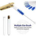 Navy Blue Bottle Cleaning Brush Set - 10 Pieces