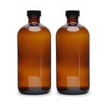 16 oz Amber Boston Round Bottles with Caps - 2 Pack