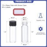 PATIKIL 4ml Clear Glass Vials - 12 Pack