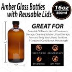 16 oz Amber Boston Round Bottles with Caps - 2 Pack