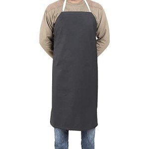 EISCO Black Adjustable Vinyl Laboratory Apron - Medium