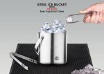 Insulated Silver Ice Bucket with Lid and Tongs