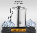 Insulated Silver Ice Bucket with Lid and Tongs