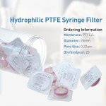 Sterile PTFE Syringe Filters, 20 Pack, 0.22 μm