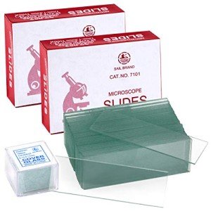 100PCS Clear Microscope Slides & Square Coverslips