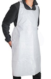 White Disposable Poly Apron 46" x 28" - 50 Pack