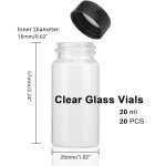 20 Pack Clear Glass Vials with Screw Caps
