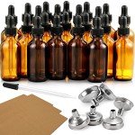24 Amber Dropper Bottles with Funnels and Dropper