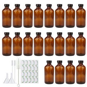 Maredash 8oz Amber Glass Bottles with Lids, 20 Pack