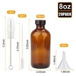 Maredash 8oz Amber Glass Bottles with Lids, 20 Pack