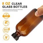 Maredash 8oz Amber Glass Bottles with Lids, 20 Pack
