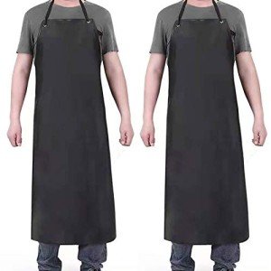 Adjustable Waterproof Black Work Aprons - 2 Pack