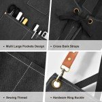 OUNLEN Cross Back Canvas Apron with Pockets