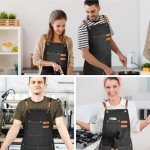 OUNLEN Cross Back Canvas Apron with Pockets