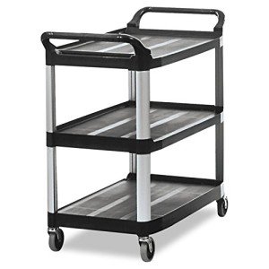 Heavy Duty 3-Shelf Rolling Utility Cart - Black