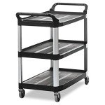Heavy Duty 3-Shelf Rolling Utility Cart - Black