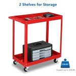 Heavy-Duty 2-Tier Rolling Tool Cart on Wheels