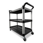 Heavy Duty 3-Shelf Rolling Utility Cart - Black