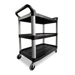Heavy Duty 3-Shelf Rolling Utility Cart - Black