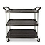 Heavy Duty 3-Shelf Rolling Utility Cart - Black