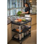 Heavy Duty 3-Shelf Rolling Utility Cart - Black