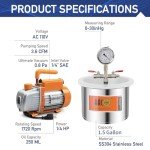 BACOENG 1.5 Gallon Vacuum Chamber Kit with Pump